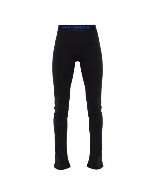 Off-White c/o Virgil Abloh Black Logo-Waistband Flared-Leg Trousers