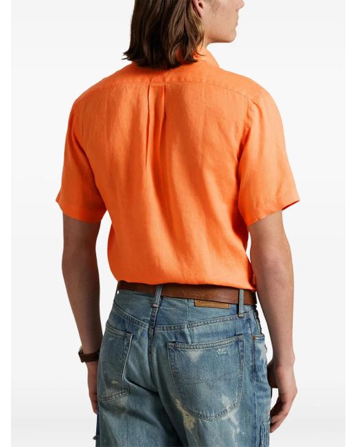Polo Ralph Lauren Orange Linen Shirt for men
