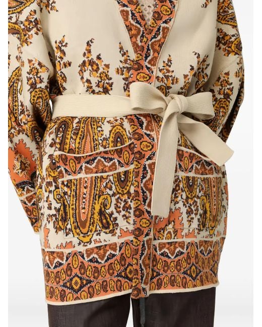 Cardigan Con Stampa Paisley di Etro in Brown