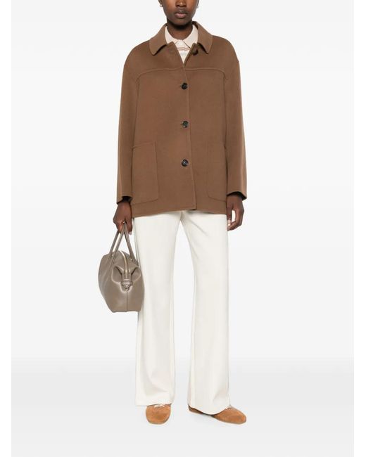Max Mara Brown Button-Fastening Patch-Pocket Jacket