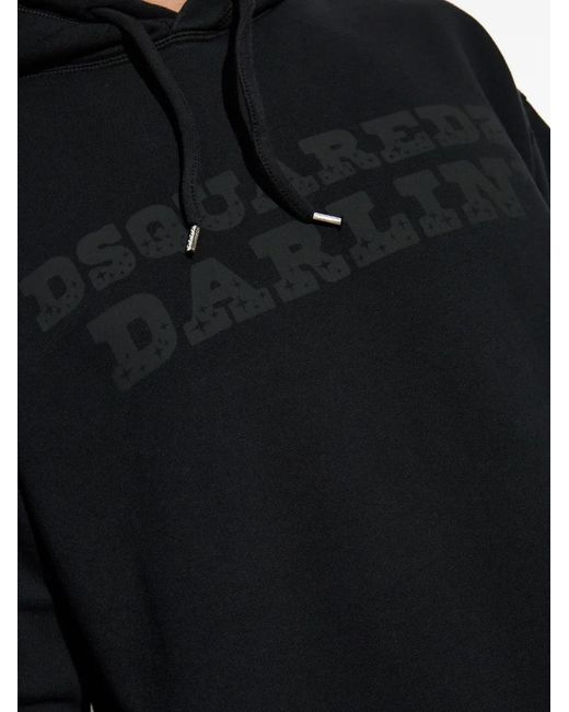 DSquared² Blue Logo-Print Cotton Hoodie for men