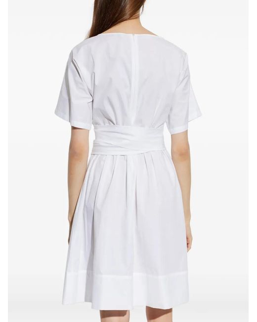 Emporio Armani White Crossover-Waist Tie-Fastening Dress