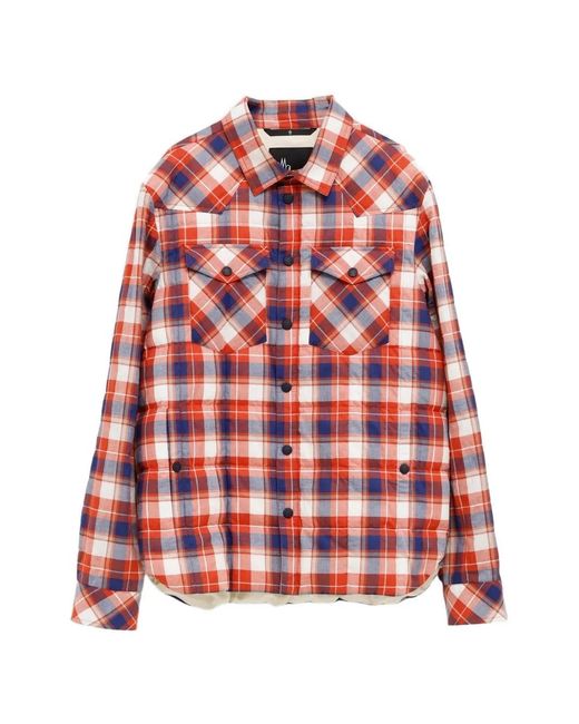 Moncler Red Checked Wool Padded Jacket for men