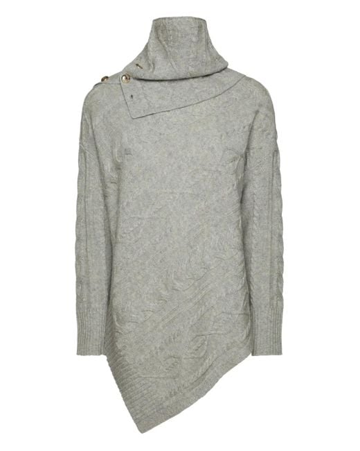 Pull Boutonné En Maille Torsadée Elena Miro en coloris Gray
