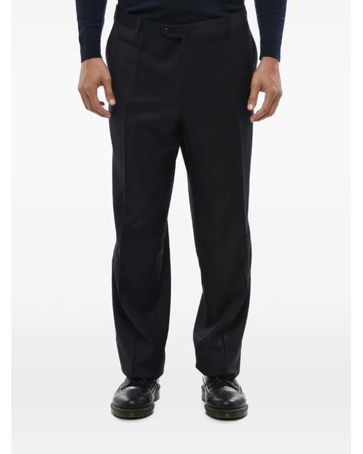 Corneliani Black Geometric-Pattern Trousers for men