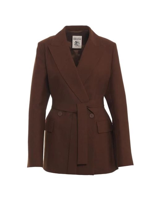 Semicouture Brown Veste Ceinturée À Boutonnière Croisée