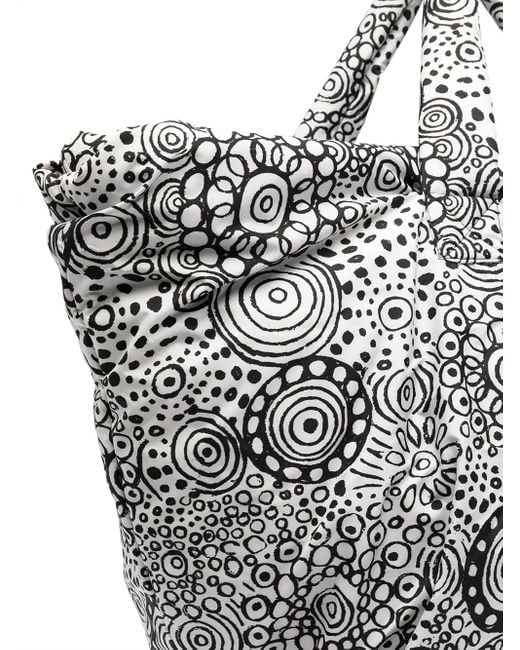 10 Corso Como Gray Doodle-Graphic Print Padded Tote