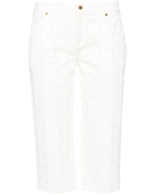 Blumarine White Raw-cut Detailed Cropped Trousers
