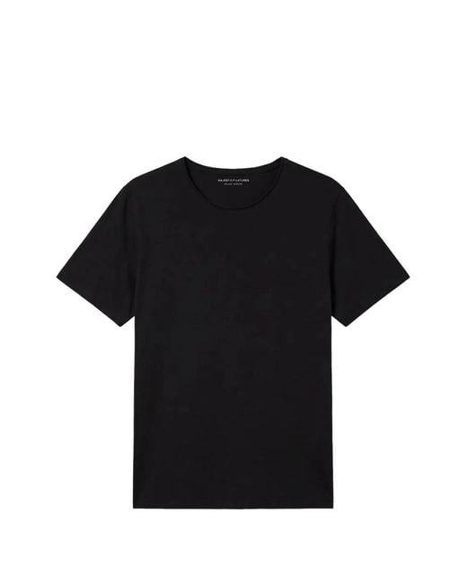 Majestic Filatures Black Raw-Edge Short-Sleeved T-Shirt for men