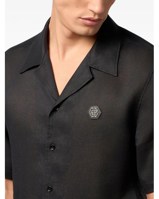 Philipp Plein Black Bowling Shirt Basic for men