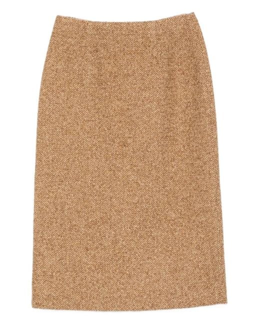 Ermanno Scervino Natural Herringbone Skirt