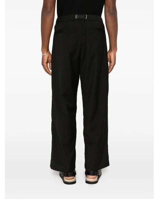 White Sand Black Belted Pleated Trousers for men