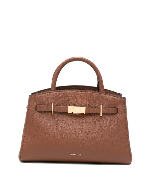 DeMellier London Brown Small Hudson Grained-Leather Tote Bag