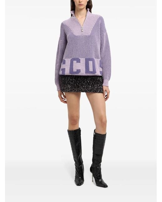 Gcds Purple Half-Zip Jumper