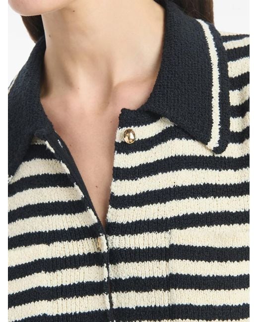 Altuzarra White Mamie Striped Knit Button-Front Mini Polo Dress
