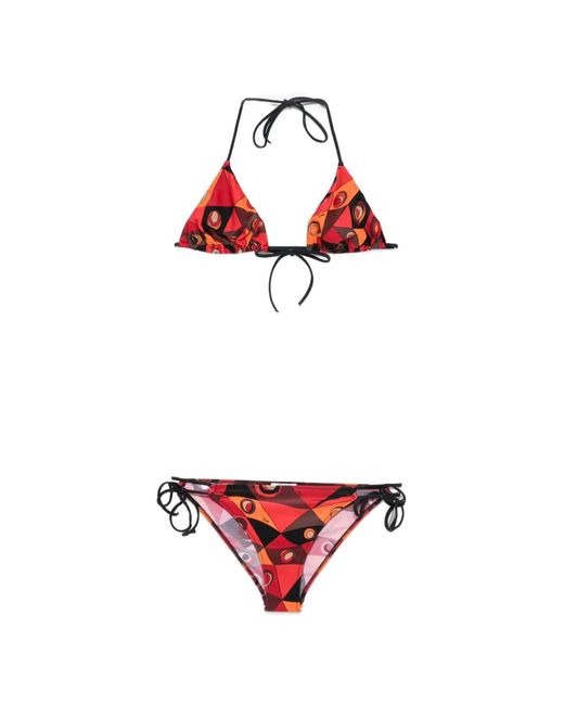 Emilio Pucci White Geometric-Print Triangle Bikini