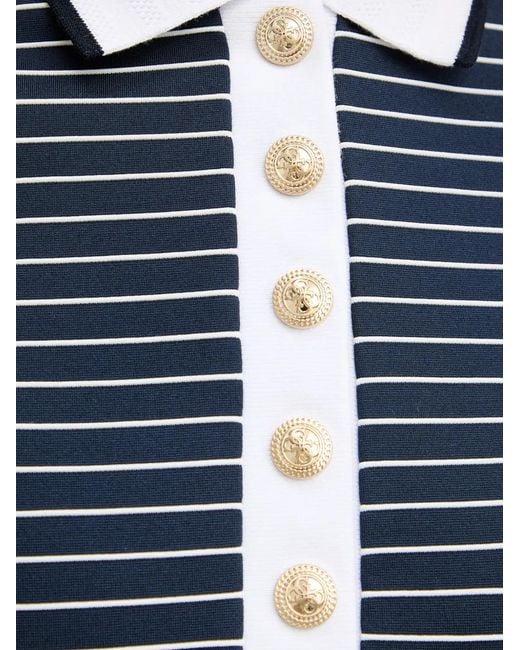 Guess Blue Horizontal-Stripe Polo-Collar Mini Dress