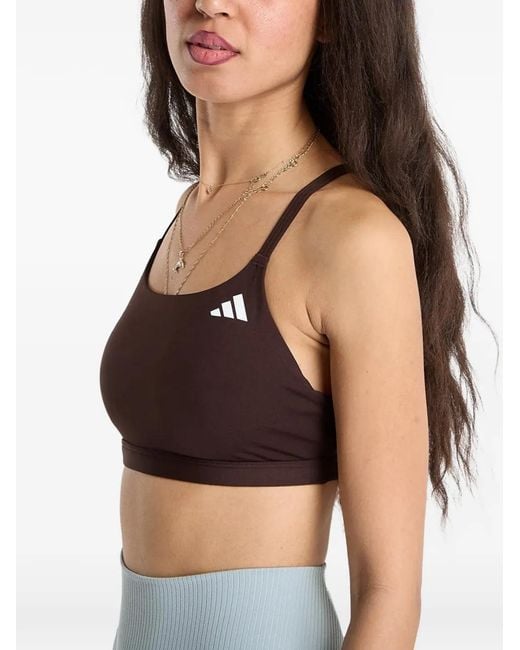 Adidas White Optime Essentials Sports Bra