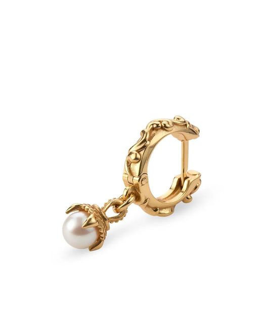 Emanuele Bicocchi Metallic Pearl-Pendant Single Hoop Earring