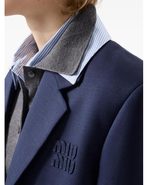 Miu Miu Gray Wool Knit Polo Shirt