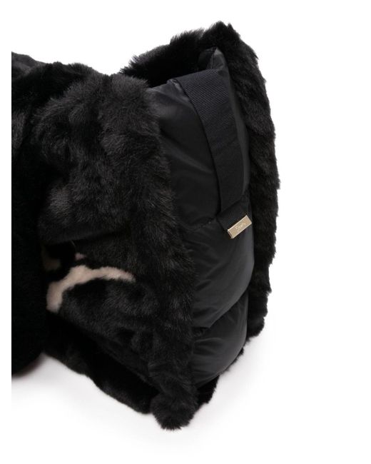 Herno Faux-fur Tote Bag in Black | Lyst