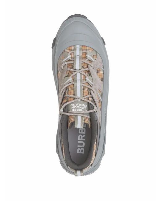 Burberry Gray Arthur Check Sneakers for men