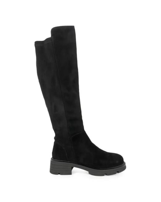 Linda Baumann Black Knee-High Lug-Sole Boots