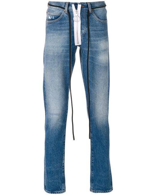 Off-White c/o Virgil Abloh Blue String Tie Faded Jeans for men