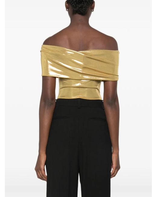 Norma Kamali Metallic Off-Shoulder Bodysuit