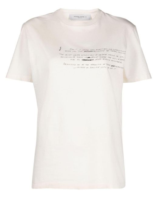 Golden Goose Deluxe Brand T-shirt Met Tekst in het White