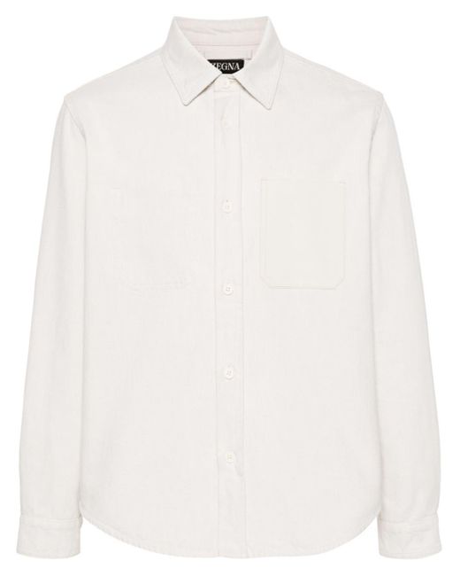 Zegna Overhemd Met Leren Zak in het White voor heren