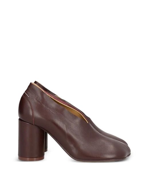 MM6 by Maison Margiela Brown Block-Heel Leather Pumps