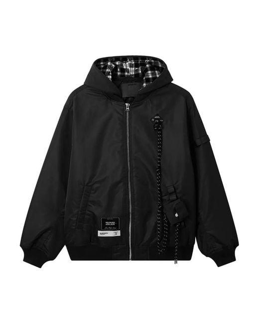 Musium Div. Black Hooded Zip Jacket for men