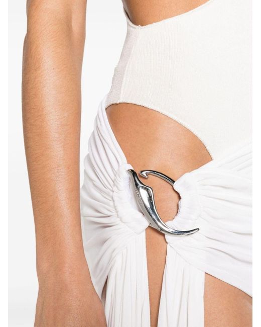 Mugler White Draped Asymmetric Miniskirt