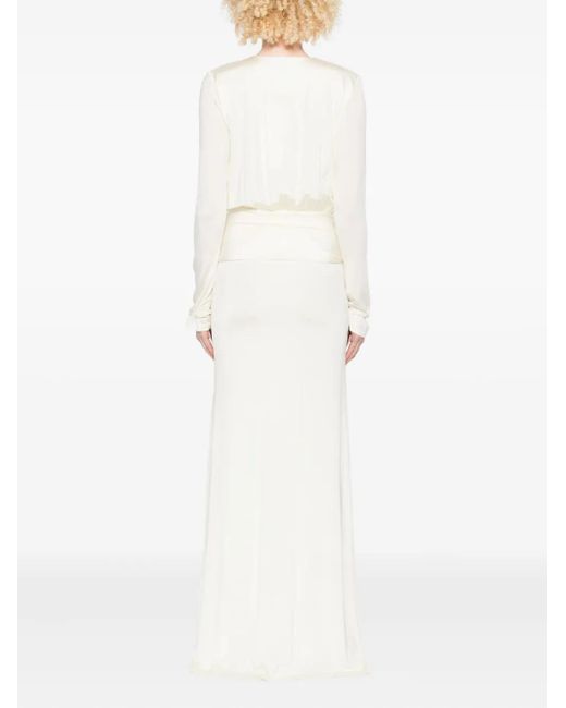 Paris Georgia White Langärmeliges Filomena Wickelkleid