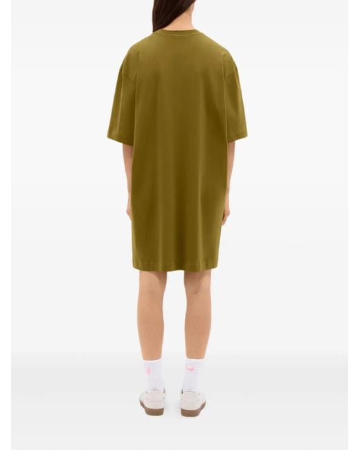 MSGM Green Logo-Print T-Shirt Dress