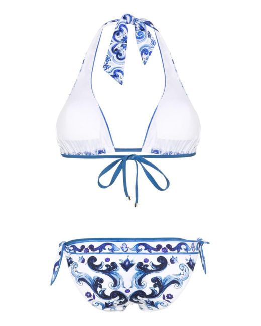 Dolce & Gabbana Majolica-print Bikini in Blue | Lyst