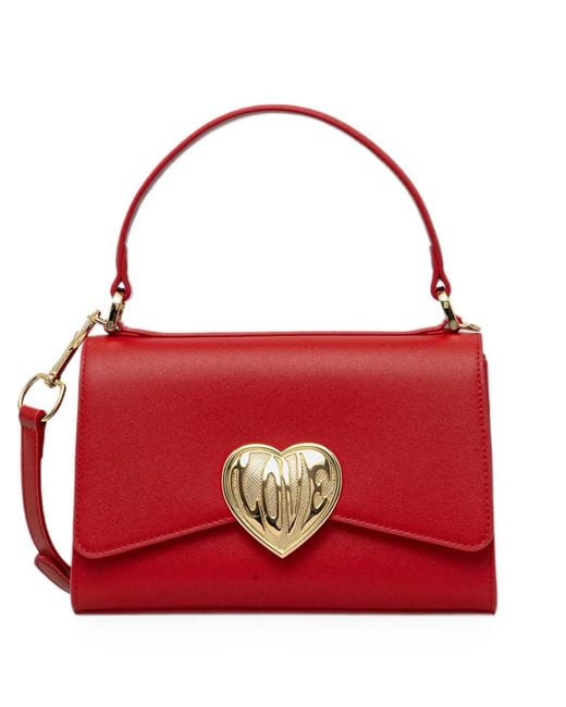 Love Moschino Red Heart-Plaque Top-Handle Tote Bag