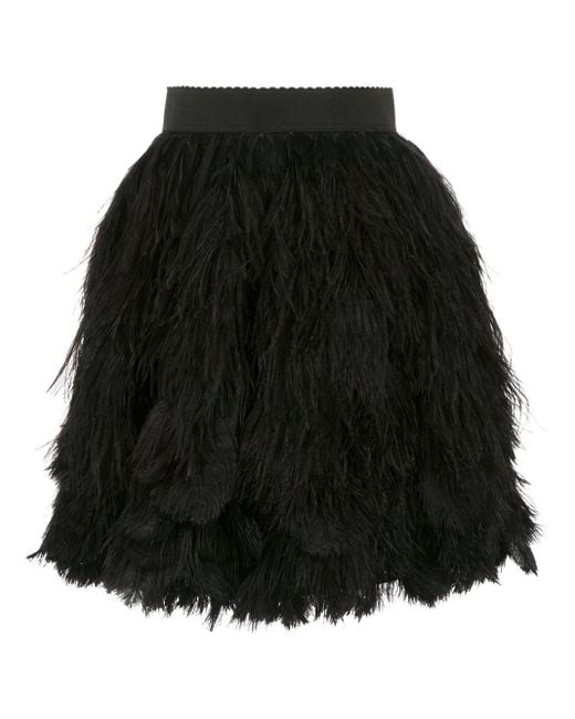 Dolce & Gabbana Flared Feather-embellished Silk-organza Skirt Black | Lyst