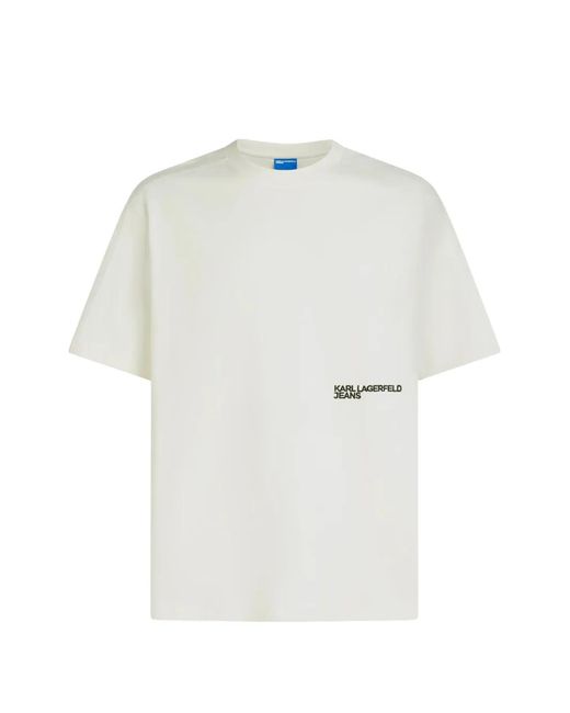 Karl Lagerfeld White Logo-Print T-Shirt for men
