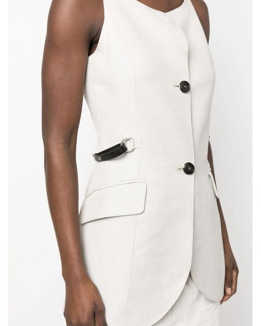 DURAZZI MILANO White Button-Fastening Sleeveless Waistcoat