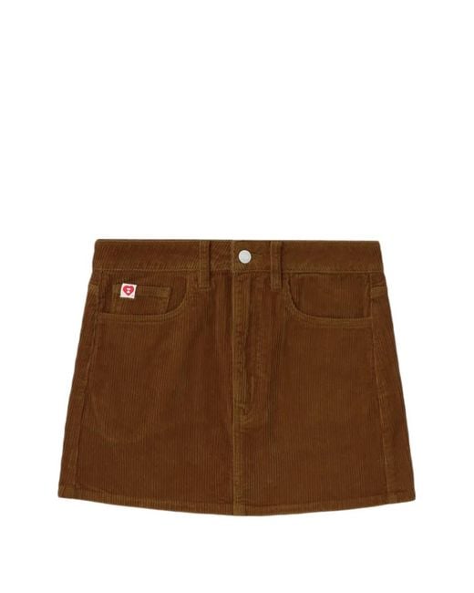 A Bathing Ape Brown Heart-Motif Corduroy Mini Skirt