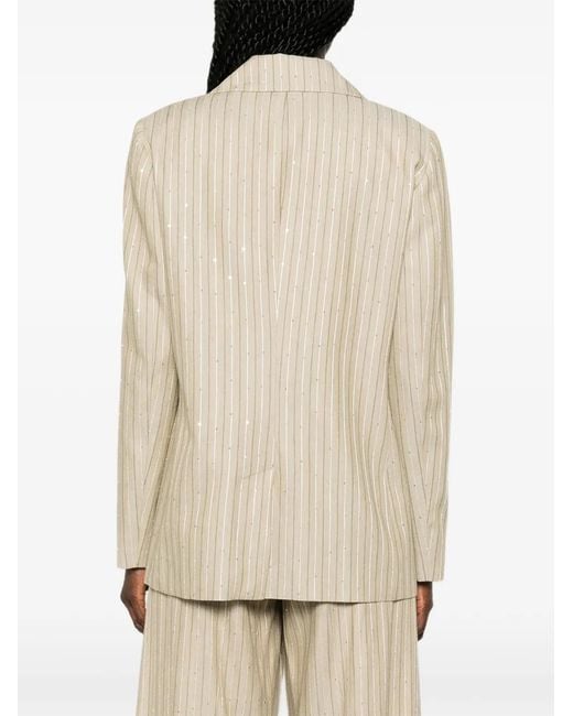 Pennyblack Natural Pinstripe Sequin-Embellished Blazer
