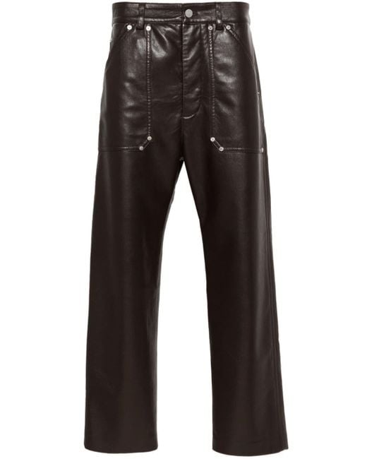 Pantaloni dritti in finta pelle di Nanushka in Black da Uomo