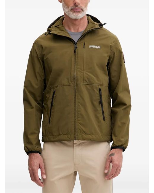 Napapijri Green Logo-Patch Hooded Jacket for men