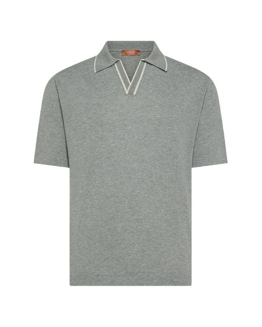 Cruna Gray V-Neck Trim T-Shirt for men