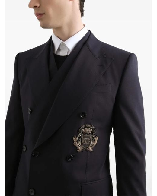 Dolce & Gabbana Doppelreihiger Blazer Mit Wappendetail in Black für Herren