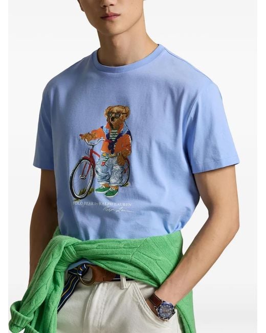 Polo Ralph Lauren Blue Short Sleeves Summer Bear T-Shirt for men