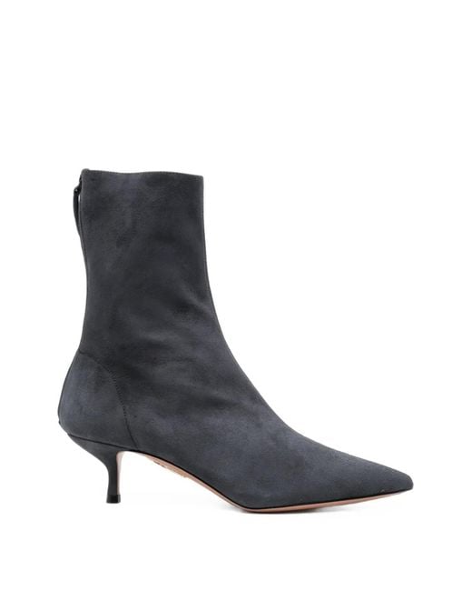 Aquazzura Black Montmartre Suede Ankle Boots