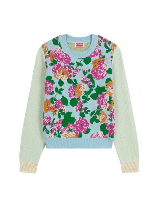 KENZO White Floral Crew-Neck Sweater